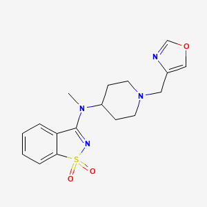 molecular formula C17H20N4O3S B12252315 N-methyl-N-[1-(1,3-oxazol-4-ylmethyl)piperidin-4-yl]-1,1-dioxo-1,2-benzothiazol-3-amine 