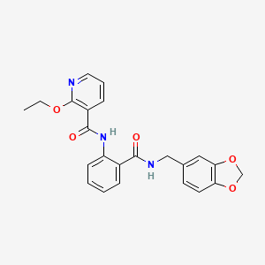 molecular formula C23H21N3O5 B1225236 N-[2-[(1,3-benzodioxol-5-ylmethylamino)-oxomethyl]phenyl]-2-ethoxy-3-pyridinecarboxamide 