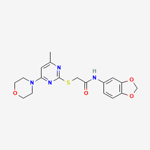 molecular formula C18H20N4O4S B12252397 N-(1,3-benzodioxol-5-yl)-2-{[4-methyl-6-(morpholin-4-yl)pyrimidin-2-yl]sulfanyl}acetamide 