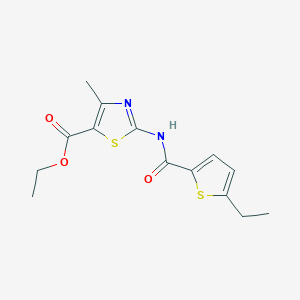 molecular formula C14H16N2O3S2 B1225240 2-[[(5-Ethyl-2-thiophenyl)-oxomethyl]amino]-4-methyl-5-thiazolecarboxylic acid ethyl ester 