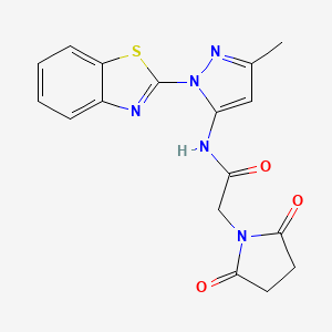 molecular formula C17H15N5O3S B12252433 N-(1-(benzo[d]thiazol-2-yl)-3-methyl-1H-pyrazol-5-yl)-2-(2,5-dioxopyrrolidin-1-yl)acetamide 