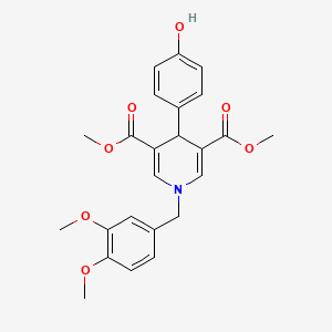 molecular formula C24H25NO7 B1225247 1-[(3,4-dimethoxyphenyl)methyl]-4-(4-hydroxyphenyl)-4H-pyridine-3,5-dicarboxylic acid dimethyl ester 