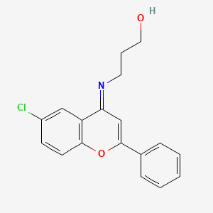 molecular formula C18H16ClNO2 B1225252 3-[(6-Chloro-2-phenyl-1-benzopyran-4-ylidene)amino]-1-propanol 