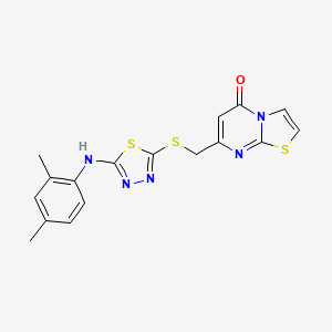 molecular formula C17H15N5OS3 B1225255 7-[[[5-(2,4-Dimethylanilino)-1,3,4-thiadiazol-2-yl]thio]methyl]-5-thiazolo[3,2-a]pyrimidinone 