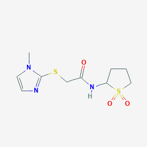molecular formula C10H15N3O3S2 B12252586 N-(1,1-dioxothiolan-2-yl)-2-(1-methylimidazol-2-yl)sulfanylacetamide 
