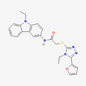 molecular formula C24H23N5O2S B1225268 N-(9-ethyl-3-carbazolyl)-2-[[4-ethyl-5-(2-furanyl)-1,2,4-triazol-3-yl]thio]acetamide 