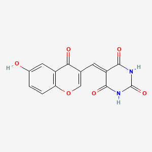 molecular formula C14H8N2O6 B1225269 5-[(6-Hydroxy-4-oxo-1-benzopyran-3-yl)methylidene]-1,3-diazinane-2,4,6-trione 
