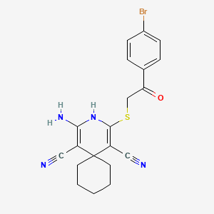 2-Amino-4-[[2-(4-bromophenyl)-2-oxoethyl]thio]-3-azaspiro[5.5]undeca-1,4-diene-1,5-dicarbonitrile