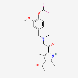 molecular formula C20H24F2N2O4 B1225287 1-(4-acetyl-3,5-dimethyl-1H-pyrrol-2-yl)-2-[[4-(difluoromethoxy)-3-methoxyphenyl]methyl-methylamino]ethanone 