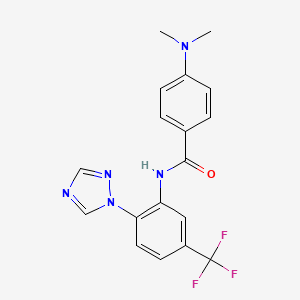 molecular formula C18H16F3N5O B1225291 4-(dimethylamino)-N-[2-(1,2,4-triazol-1-yl)-5-(trifluoromethyl)phenyl]benzamide 