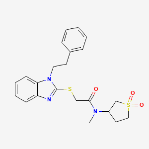 molecular formula C22H25N3O3S2 B1225298 N-(1,1-dioxo-3-thiolanyl)-N-methyl-2-[[1-(2-phenylethyl)-2-benzimidazolyl]thio]acetamide 