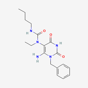 molecular formula C18H25N5O3 B1225305 1-[6-Amino-2,4-dioxo-1-(phenylmethyl)-5-pyrimidinyl]-3-butyl-1-ethylurea 