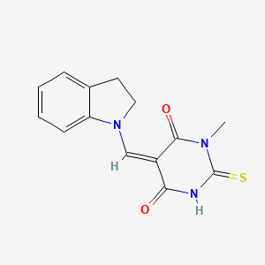 molecular formula C14H13N3O2S B1225306 5-(2,3-dihydro-1H-indol-1-ylmethylene)-1-methyl-2-thioxodihydro-4,6(1H,5H)-pyrimidinedione 