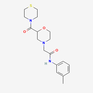 molecular formula C18H25N3O3S B12253066 N-(3-methylphenyl)-2-[2-(thiomorpholine-4-carbonyl)morpholin-4-yl]acetamide 