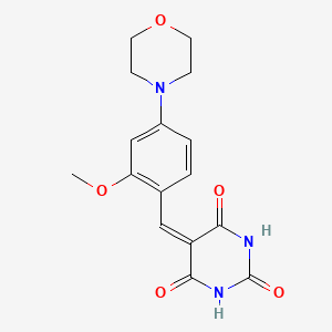 molecular formula C16H17N3O5 B1225307 5-[[2-Methoxy-4-(4-morpholinyl)phenyl]methylidene]-1,3-diazinane-2,4,6-trione 