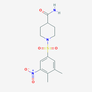 molecular formula C14H19N3O5S B12253082 1-(3,4-Dimethyl-5-nitrobenzenesulfonyl)piperidine-4-carboxamide 