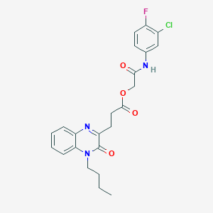 molecular formula C23H23ClFN3O4 B1225311 3-(4-Butyl-3-oxo-2-quinoxalinyl)propanoic acid [2-(3-chloro-4-fluoroanilino)-2-oxoethyl] ester 