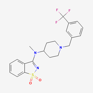 molecular formula C21H22F3N3O2S B12253136 N-methyl-1,1-dioxo-N-[1-[[3-(trifluoromethyl)phenyl]methyl]piperidin-4-yl]-1,2-benzothiazol-3-amine 