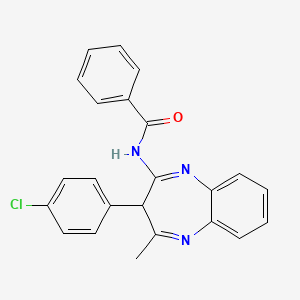molecular formula C23H18ClN3O B1225314 N-[3-(4-氯苯基)-2-甲基-3H-1,5-苯并二氮杂卓-4-基]苯甲酰胺 