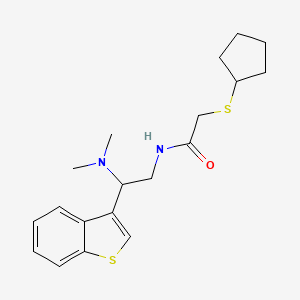 molecular formula C19H26N2OS2 B12253197 N-[2-(1-benzothiophen-3-yl)-2-(dimethylamino)ethyl]-2-(cyclopentylsulfanyl)acetamide 