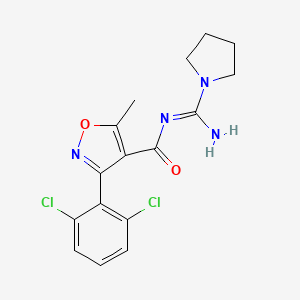 molecular formula C16H16Cl2N4O2 B1225320 3-(2,6-dichlorophenyl)-N-[imino(1-pyrrolidinyl)methyl]-5-methyl-4-isoxazolecarboxamide 