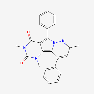 molecular formula C24H20N4O2 B1225322 1,3,8-三甲基-5,10-二苯基嘧啶并[1,2]吡咯并[4,5-b]哒嗪-2,4-二酮 