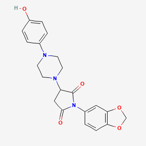 molecular formula C21H21N3O5 B1225327 1-(1,3-Benzodioxol-5-yl)-3-[4-(4-hydroxyphenyl)-1-piperazinyl]pyrrolidine-2,5-dione 