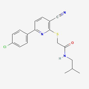 molecular formula C18H18ClN3OS B12253276 2-{[6-(4-chlorophenyl)-3-cyanopyridin-2-yl]sulfanyl}-N-(2-methylpropyl)acetamide 