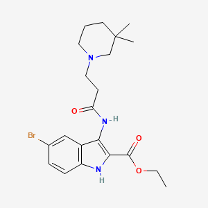 molecular formula C21H28BrN3O3 B1225329 5-bromo-3-[[3-(3,3-dimethyl-1-piperidinyl)-1-oxopropyl]amino]-1H-indole-2-carboxylic acid ethyl ester 