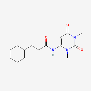 molecular formula C15H23N3O3 B1225333 3-cyclohexyl-N-(1,3-dimethyl-2,6-dioxo-4-pyrimidinyl)propanamide 