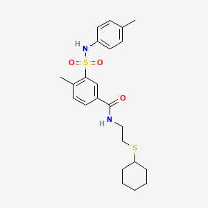 molecular formula C23H30N2O3S2 B1225335 N-[2-(cyclohexylthio)ethyl]-4-methyl-3-[(4-methylphenyl)sulfamoyl]benzamide 
