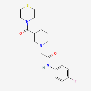 molecular formula C18H24FN3O2S B12253370 N-(4-fluorophenyl)-2-[3-(thiomorpholine-4-carbonyl)piperidin-1-yl]acetamide 