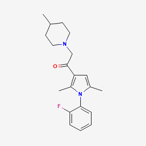 molecular formula C20H25FN2O B1225338 1-[1-(2-Fluorophenyl)-2,5-dimethyl-3-pyrrolyl]-2-(4-methyl-1-piperidinyl)ethanone 