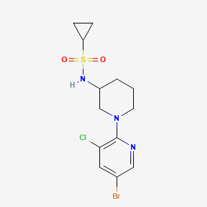 molecular formula C13H17BrClN3O2S B12253384 N-[1-(5-bromo-3-chloropyridin-2-yl)piperidin-3-yl]cyclopropanesulfonamide 