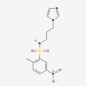 molecular formula C13H16N4O4S B12253414 N-[3-(1H-imidazol-1-yl)propyl]-2-methyl-5-nitrobenzene-1-sulfonamide 