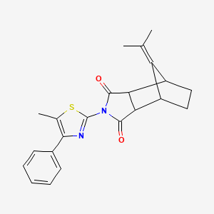 molecular formula C22H22N2O2S B1225347 10-(1-甲基乙叉基)-4-(5-甲基-4-苯基-1,3-噻唑-2-基)-4-氮杂三环[5.2.1.0~2,6~]癸烷-3,5-二酮 
