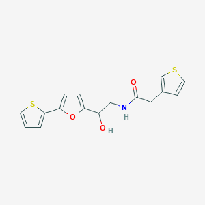 molecular formula C16H15NO3S2 B12253471 N-{2-hydroxy-2-[5-(thiophen-2-yl)furan-2-yl]ethyl}-2-(thiophen-3-yl)acetamide 