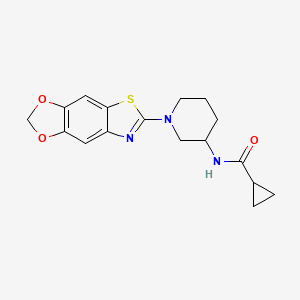 molecular formula C17H19N3O3S B12253478 N-[1-([1,3]dioxolo[4,5-f][1,3]benzothiazol-6-yl)piperidin-3-yl]cyclopropanecarboxamide 