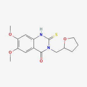 molecular formula C15H18N2O4S B1225351 6,7-dimethoxy-3-(2-oxolanylmethyl)-2-sulfanylidene-1H-quinazolin-4-one 