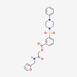 molecular formula C24H25N3O6S B1225352 3-[(4-Phenyl-1-piperazinyl)sulfonyl]benzoic acid [2-(2-furanylmethylamino)-2-oxoethyl] ester 