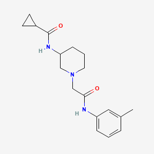 molecular formula C18H25N3O2 B12253575 N-(1-{[(3-methylphenyl)carbamoyl]methyl}piperidin-3-yl)cyclopropanecarboxamide 