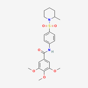 molecular formula C22H28N2O6S B1225358 3,4,5-trimethoxy-N-[4-[(2-methyl-1-piperidinyl)sulfonyl]phenyl]benzamide 
