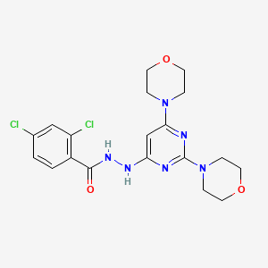 molecular formula C19H22Cl2N6O3 B1225361 N'-[2,6-bis(4-morpholinyl)-4-pyrimidinyl]-2,4-dichlorobenzohydrazide 