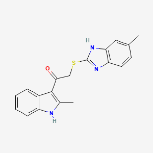 molecular formula C19H17N3OS B1225362 2-[(6-methyl-1H-benzimidazol-2-yl)thio]-1-(2-methyl-1H-indol-3-yl)ethanone 