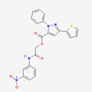 molecular formula C22H16N4O5S B1225363 2-Phenyl-5-thiophen-2-yl-3-pyrazolecarboxylic acid [2-(3-nitroanilino)-2-oxoethyl] ester 