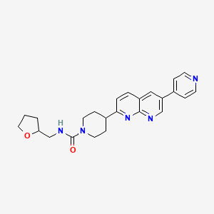 molecular formula C24H27N5O2 B12253678 N-[(oxolan-2-yl)methyl]-4-[6-(pyridin-4-yl)-1,8-naphthyridin-2-yl]piperidine-1-carboxamide 