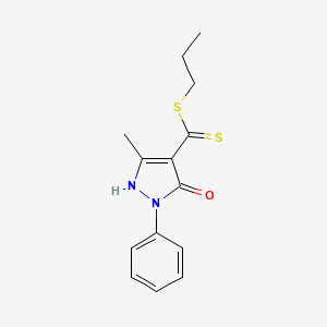 molecular formula C14H16N2OS2 B1225369 propyl 5-hydroxy-3-methyl-1-phenyl-1H-pyrazole-4-carbodithioate 