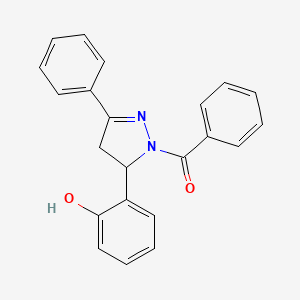 molecular formula C22H18N2O2 B1225370 [3-(2-Hydroxyphenyl)-5-phenyl-3,4-dihydropyrazol-2-yl]-phenylmethanone 