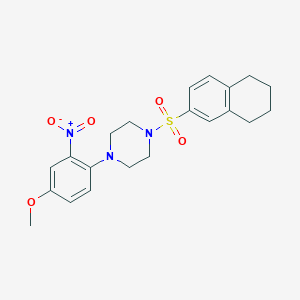 molecular formula C21H25N3O5S B1225371 1-(4-Methoxy-2-nitrophenyl)-4-(5,6,7,8-tetrahydronaphthalen-2-ylsulfonyl)piperazine 