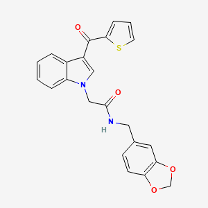 molecular formula C23H18N2O4S B1225374 N-[(2H-13-BENZODIOXOL-5-YL)METHYL]-2-[3-(THIOPHENE-2-CARBONYL)-1H-INDOL-1-YL]ACETAMIDE 
